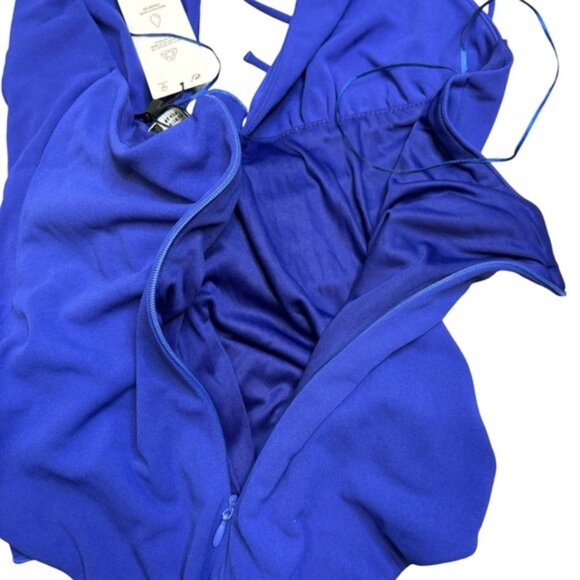 NWT ZARA Floral Halter Top Bodysuit in Blue Size Medium Flower Detail Women's - Picture 8 of 10